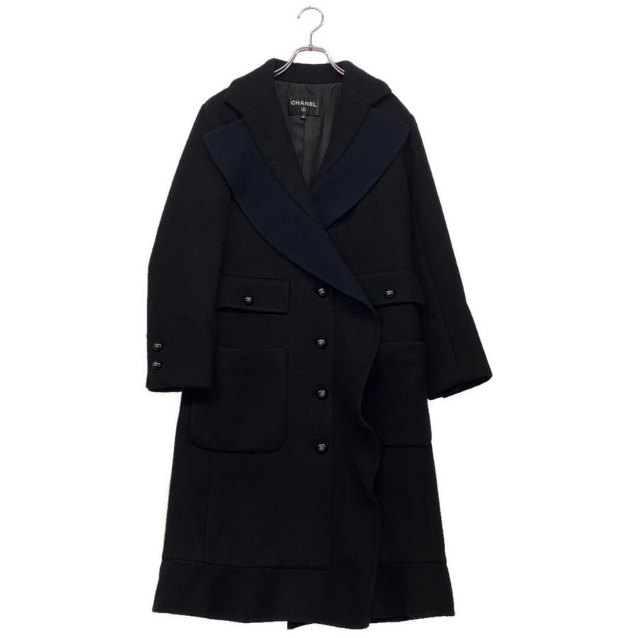 美品 シャネル ロングコート ブラック ココボタン P75846 V67163