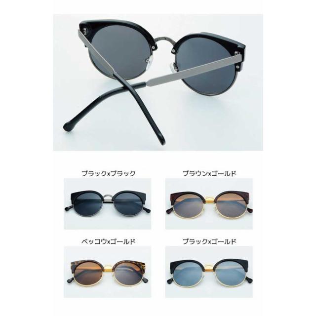 送料無料 サングラス キャットアイ 猫耳 UVカット メタルフレーム 男女