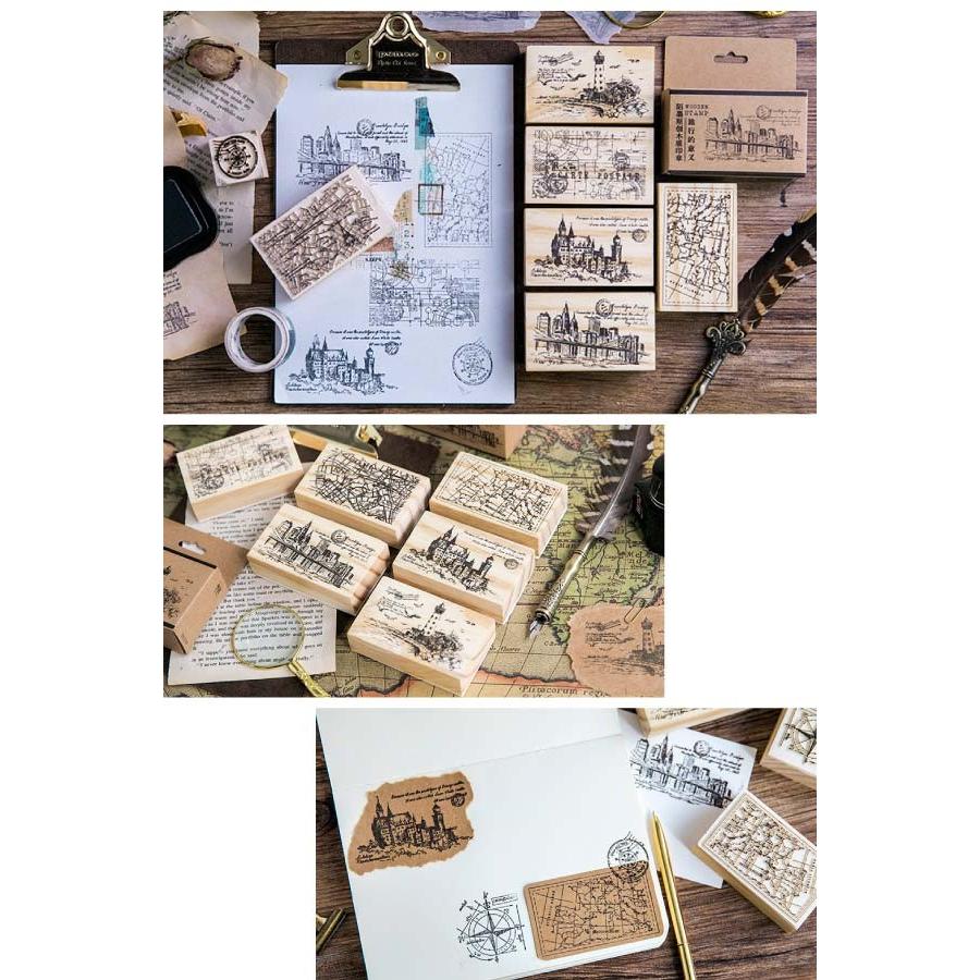 送料無料 スタンプ トラベル ヴィンテージ 判子 雑貨 クラフト 木製