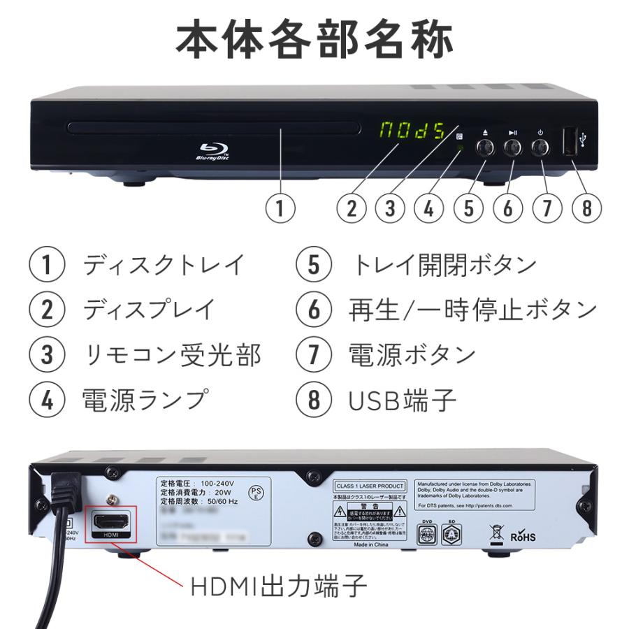 dvdプレーヤー hdmi ブルーレイプレーヤー blu-rayプレーヤー テレビ