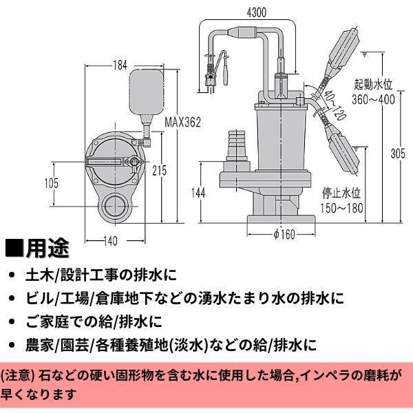 工進（KOSHIN） 汚物用水中ポンプ ポンスター PSK-640X PSK640X 40mm
