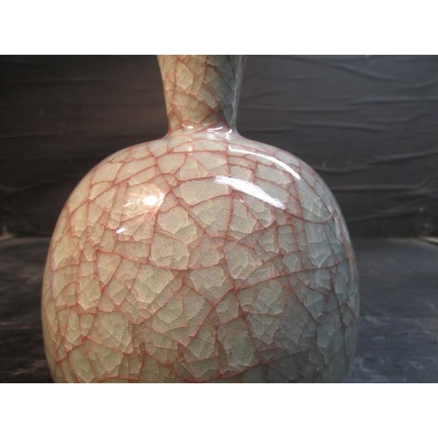 高橋和三郎 氷結貫入青磁 瓶 壷 花瓶 花器 青磁壺 花入 花生 共箱 陶芸