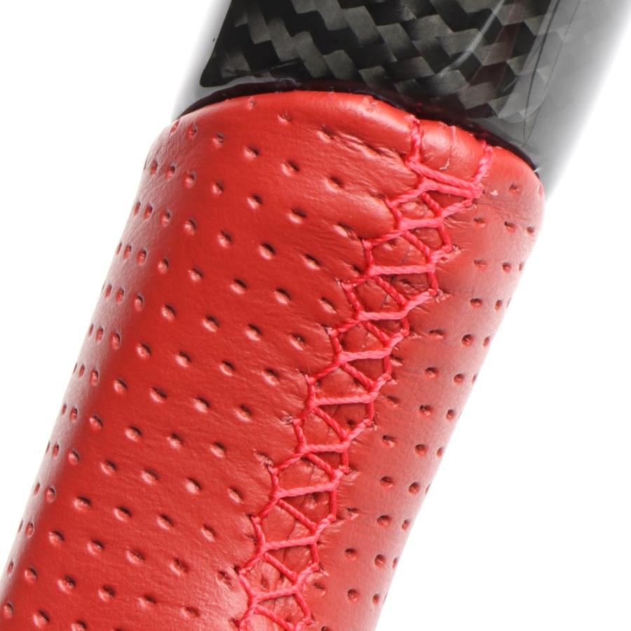 REAL（レアル） ステアリングハンドル ブラックカーボン&レッドレザー