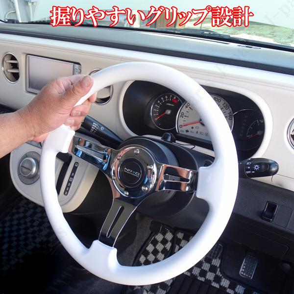 35パイ 35cm ステアリング USDM 白 ホワイト ミラココア アルトラ