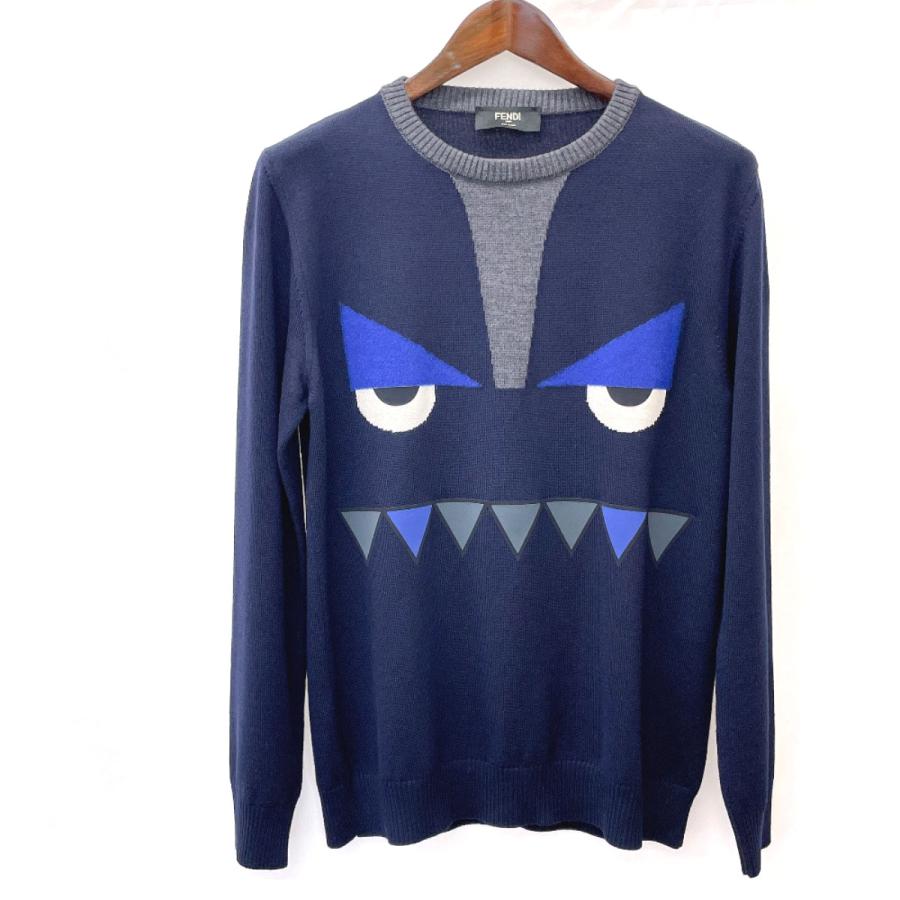 FENDI（フェンディ） ニット A52V モンスターニット ウール ネイビー