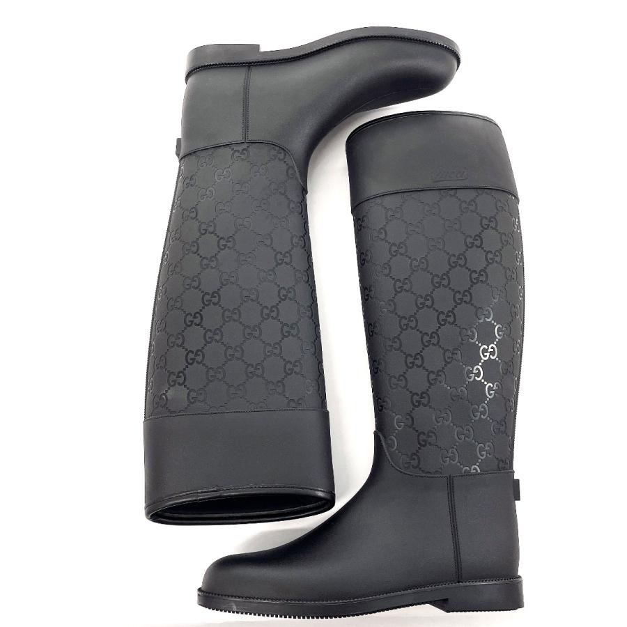 GUCCI（グッチ） レインブーツ GG ロングブーツ 雨靴 ラバー ブラック