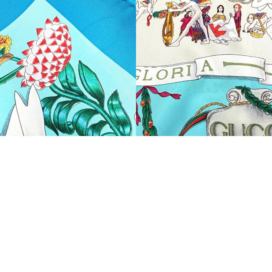 GUCCI（グッチ） スカーフ シルク ブルー バンダナ シルク100％ : JP