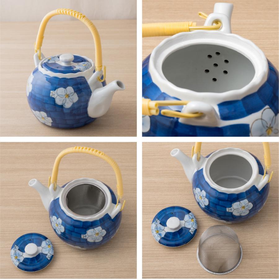 土瓶 8号 1500cc ダミ間取花 大 大きい 急須 茶こし付 業務用 陶器