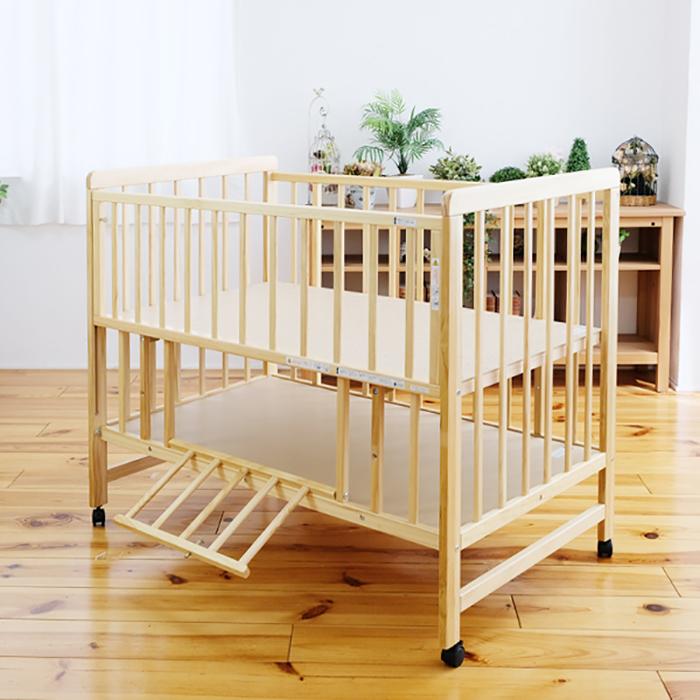 ティンバーベビーベッド 高さ3段階 ベビーベッド ハイタイプ 収納