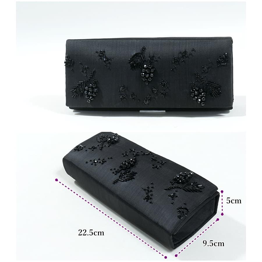 リサイクル バック 和洋兼用 ブラックフォーマル ビーズバック 刺繍 黒