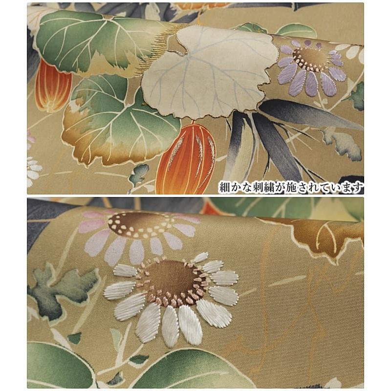 全通柄 リサイクル 袋帯 染め帯 リバーシブル 日本刺繍 昭和