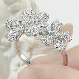 Pt900 1.0ctUP ダイヤモンド フラワー リング 指輪 プラチナ ダイヤ