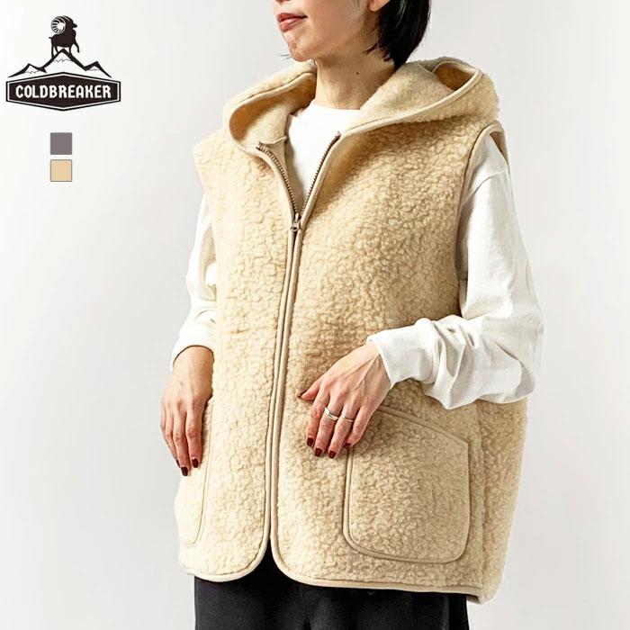 コールドブレーカー COLDBREAKER ボア ベスト ウールパイル フード付き