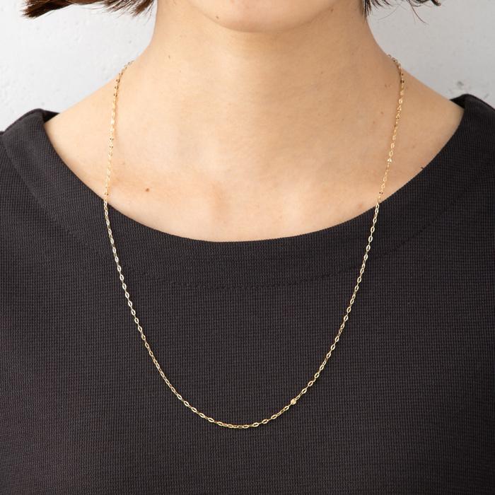 60cm 中空アズキ チェーン チェ−ン幅約1.6mm 18金 ネックレス K18 YG