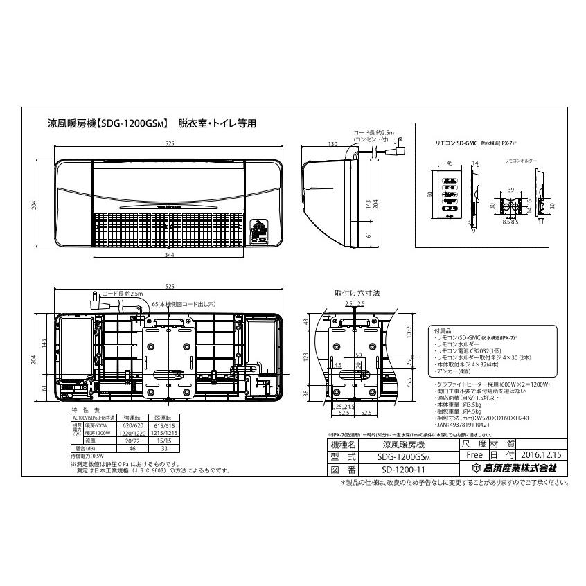人感センサー ヒートショック 防止 予防 入浴 ヒーター 高須産業 涼風