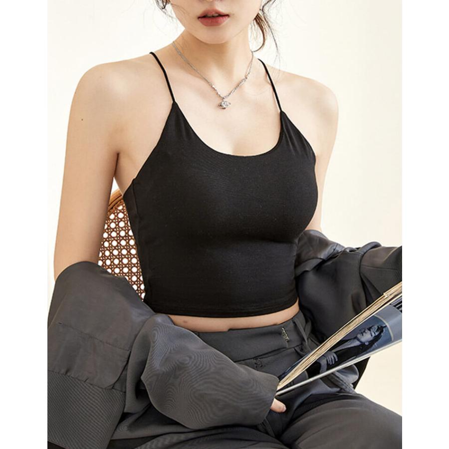 カップ付き キャミソール タンクトップ レディース ブラトップ ベア