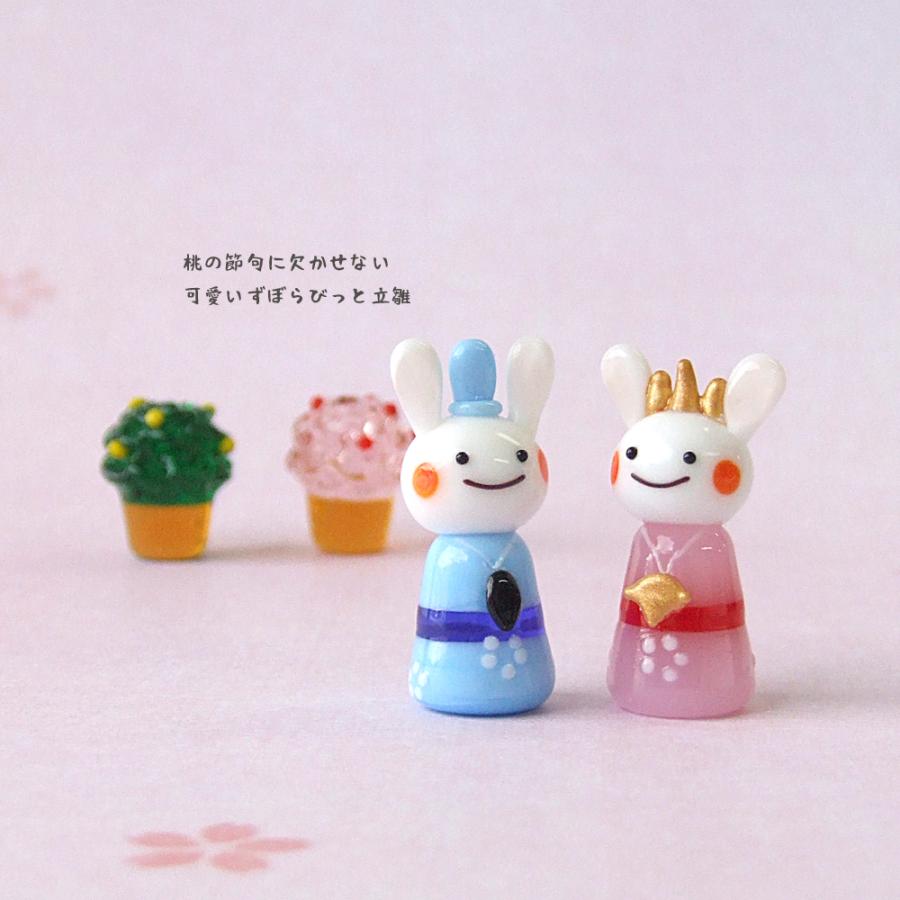 硝子細工 雛人形 コンパクト ずぼらびっと 兎 御雛様 和小物 春の