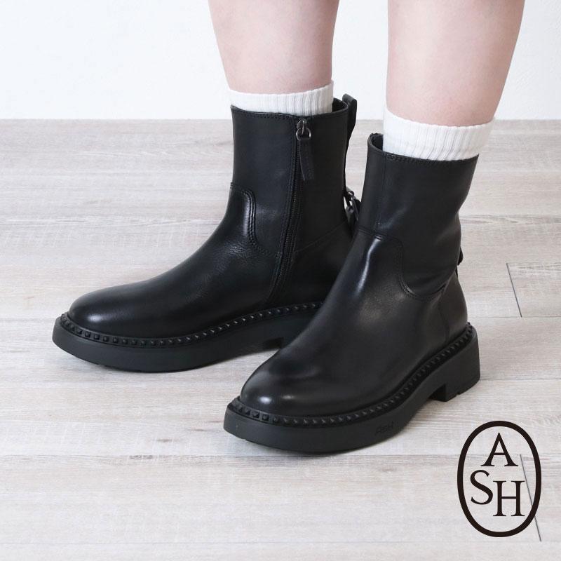 ASH（アッシュ） サイドジップ ショートブーツ MAGNUM 139135 BLACK