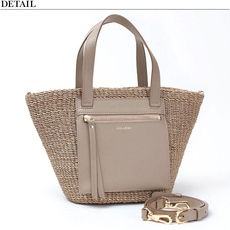 VIOLAd'ORO（ヴィオラドーロ） カゴバッグ アバカ 2WAYトート MIRO
