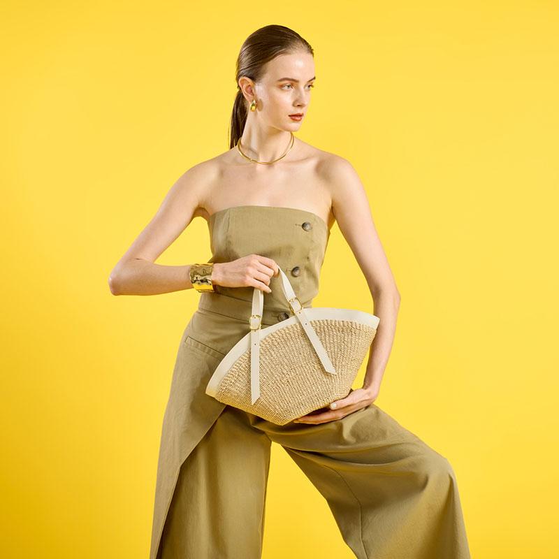 VIOLAd'ORO（ヴィオラドーロ） カゴバッグ アバカ トート MIRO V8844