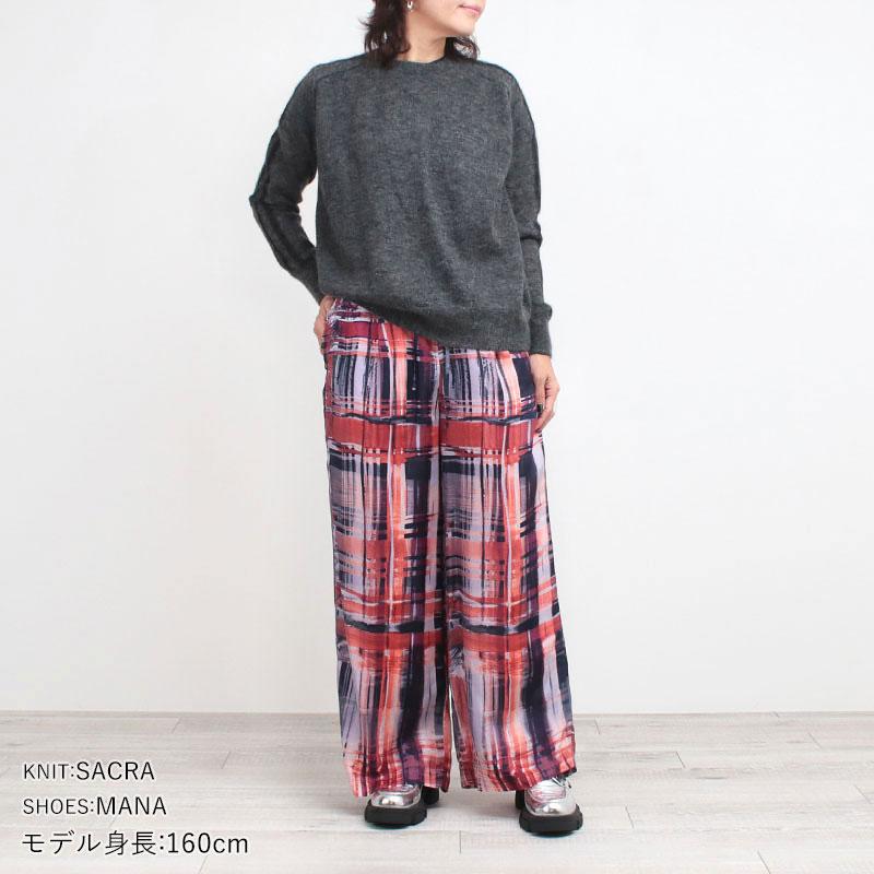 SACRA（サクラ） ワイドパンツ レディース BRUSH PAINTING PLAID