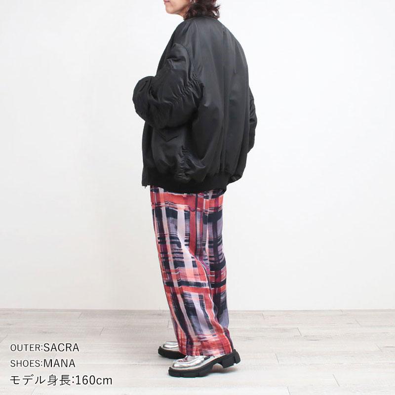 SACRA（サクラ） ワイドパンツ レディース BRUSH PAINTING PLAID