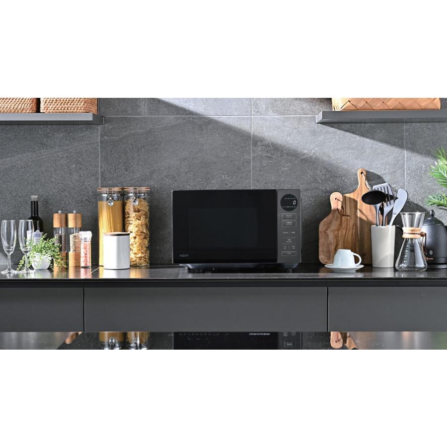AQUA（アクア） 電子レンジ 20L ブラック 四ツ星レンジ AQM-KF20A-K