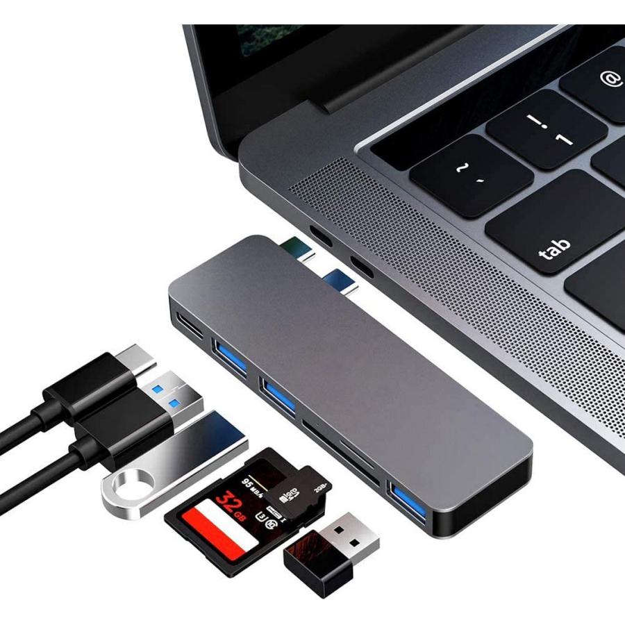 USB Type C ハブ MacBook Pro/Air 最新型 6-IN-1 USB-C PD充電 ポート