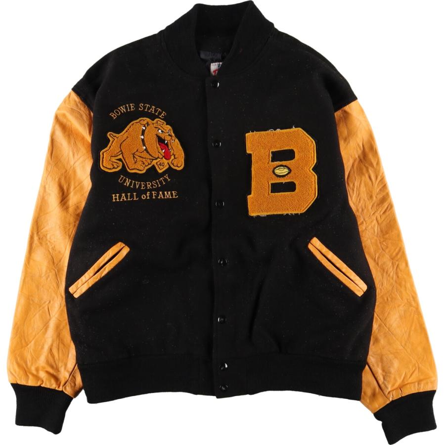 古着 90年代 TM ATHLETICS 袖革ウールスタジャン アワードジャケット