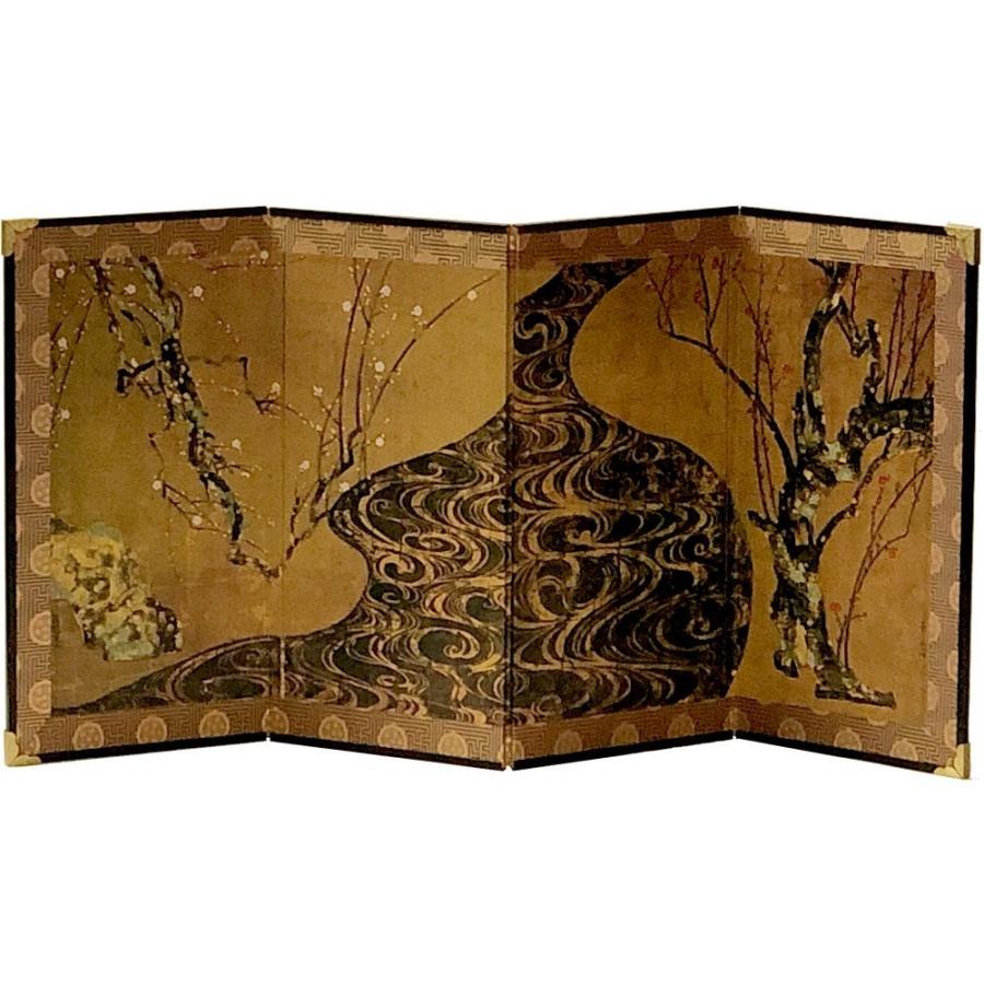 ミニ屏風「国宝 紅白梅図 尾形光琳」名画屏風 四曲一双屏風 メール便