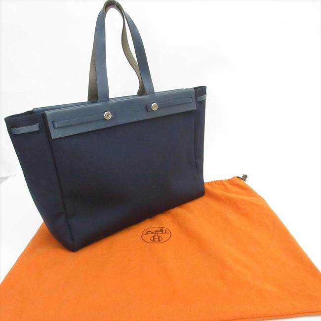 HERMES(エルメス) エールバッグ カバスMM 紺 ネイビー キャンバス