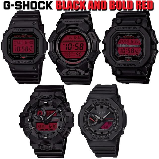 G-SHOCK 新品正規品 BLACK AND BOLD RED メンズクオーツ スクエア