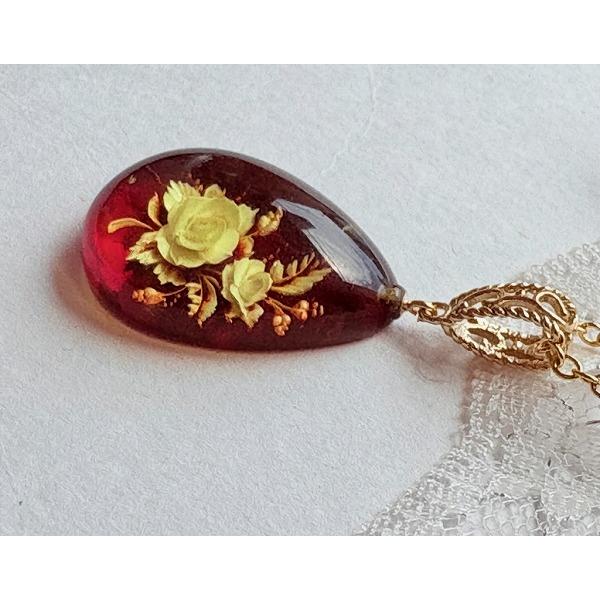 還暦祝い 女性 琥珀 ネックレス ペンダント レッドアンバー インタリオ