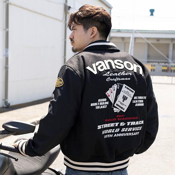 VANSON（バンソン） メンズ ジャケット バイク スタジャン ワッペン