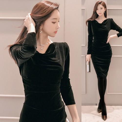 ワンピース ワンピ レディース 卒業式 服 母 上品 無地 ベルベット