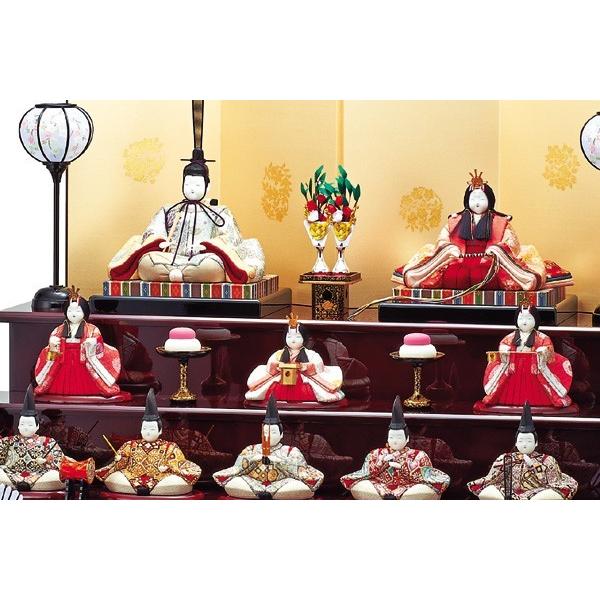 雛人形 コンパクト 木目込み 一秀 ひな人形 十五人飾り 15人 七段飾り