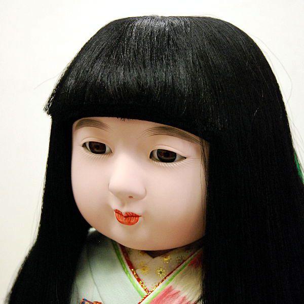 市松人形30号 水色 正絹 友禅 絞り 女の子 いちまつ人形 訳あり 倉庫