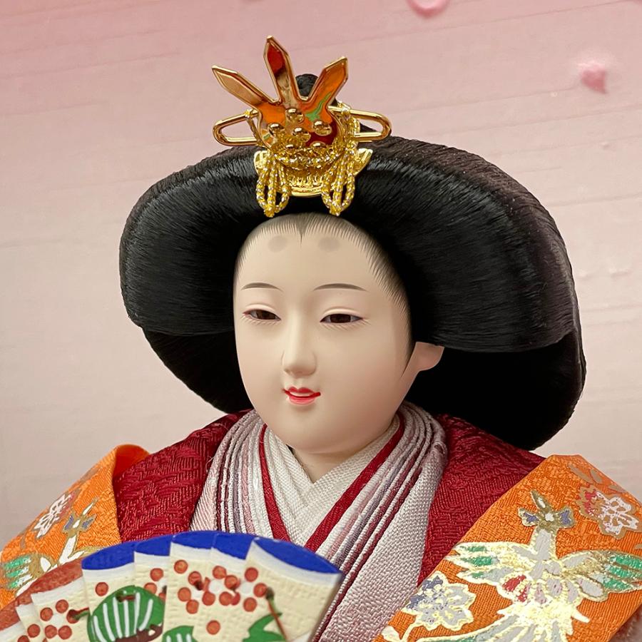 雛人形 コンパクト 白 赤 ひな人形 三段飾り 天然木 桜柄 おしゃれ