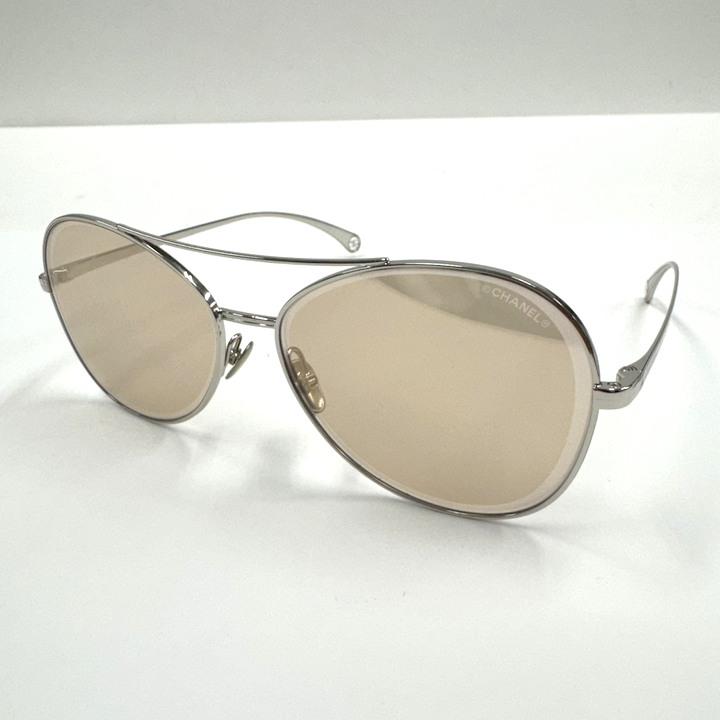 CHANEL シャネル サングラス シルバー・フレーム×ブラウン・レンズ