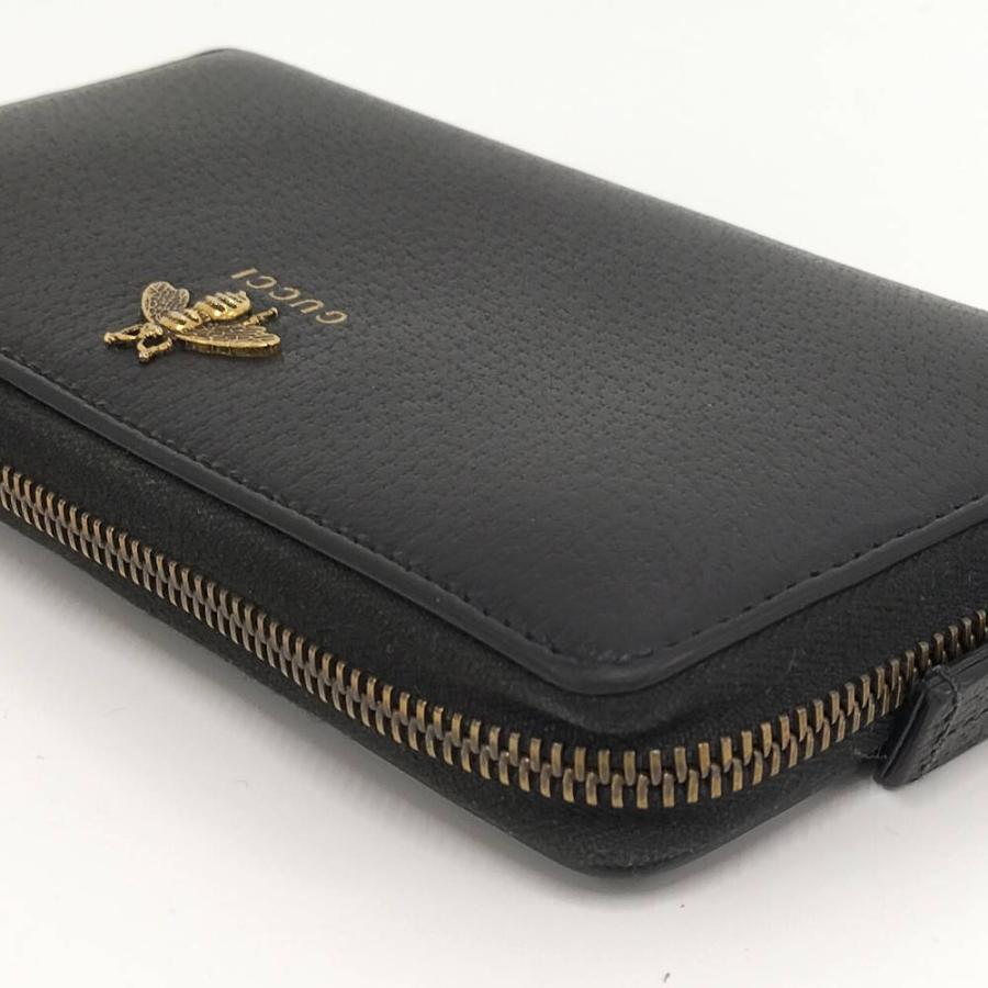 GUCCI（グッチ） アニマリエ ラウンドファスナー 長財布 ビー レザー