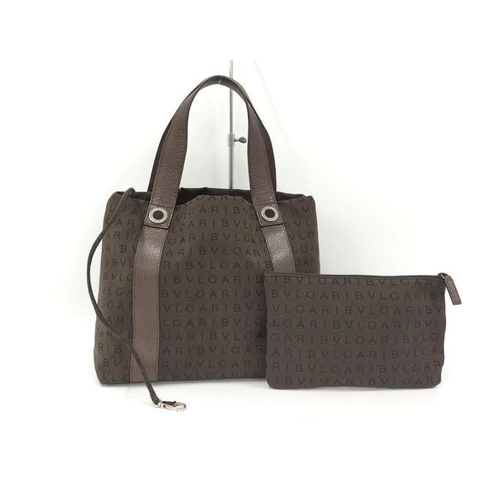 BVLGARI（ブルガリ） ロゴマニア ハンドバッグ ポーチ付き キャンバス