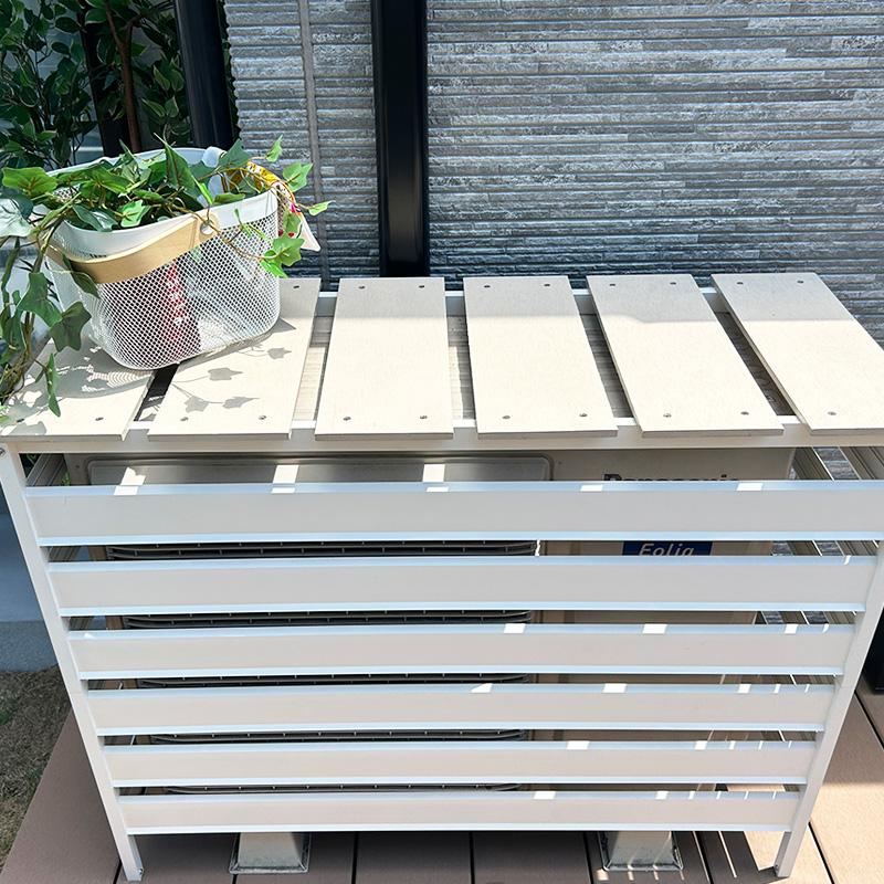 JJ PROHOME 人工木 アルミ 室外機 カバー 8型（中型） ホワイト
