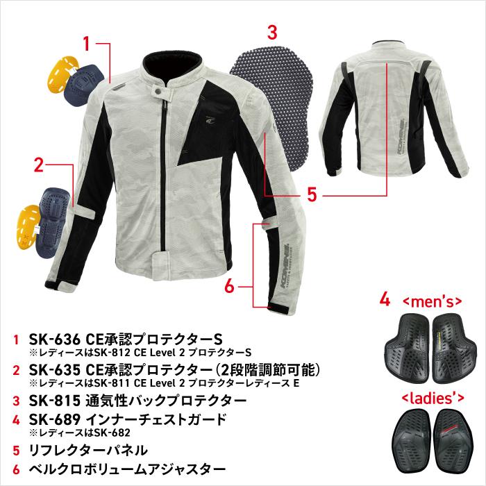コミネ（Komine） メッシュジャケット JK-1283 プロテクトフルメッシュ