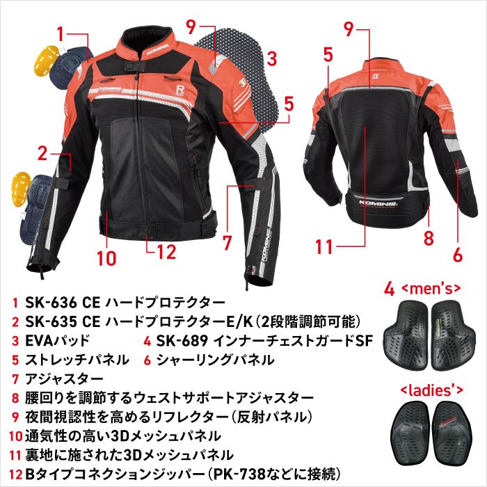 コミネ（Komine） JK-130 Rスペックメッシュジャケット KOMINE 07-130