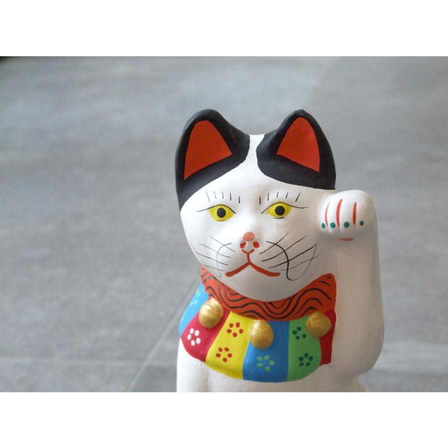 郷土玩具 民藝 福島県 工房千想 招き猫福鈴 特大 白 縁起物 置物 開運