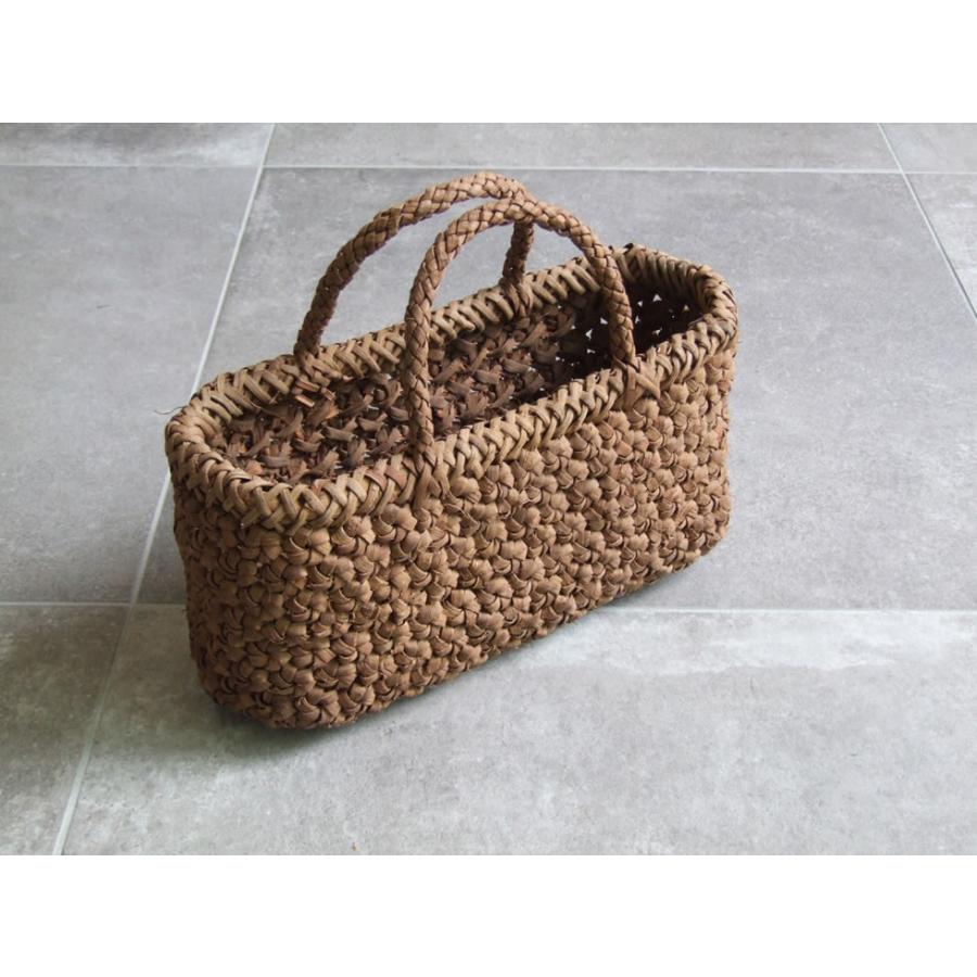 純国産 山葡萄かごバッグ 特上六角花模様編み 定番型 三つ編みハンドル