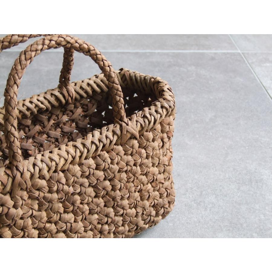 純国産 山葡萄かごバッグ 特上六角花模様編み 定番型 三つ編みハンドル