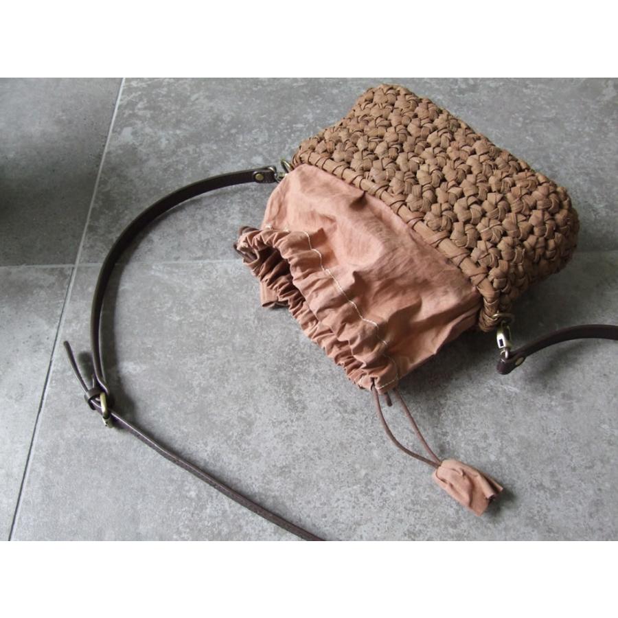 純国産 山葡萄かごバッグ 特上六角花模様編み 本革ショルダー