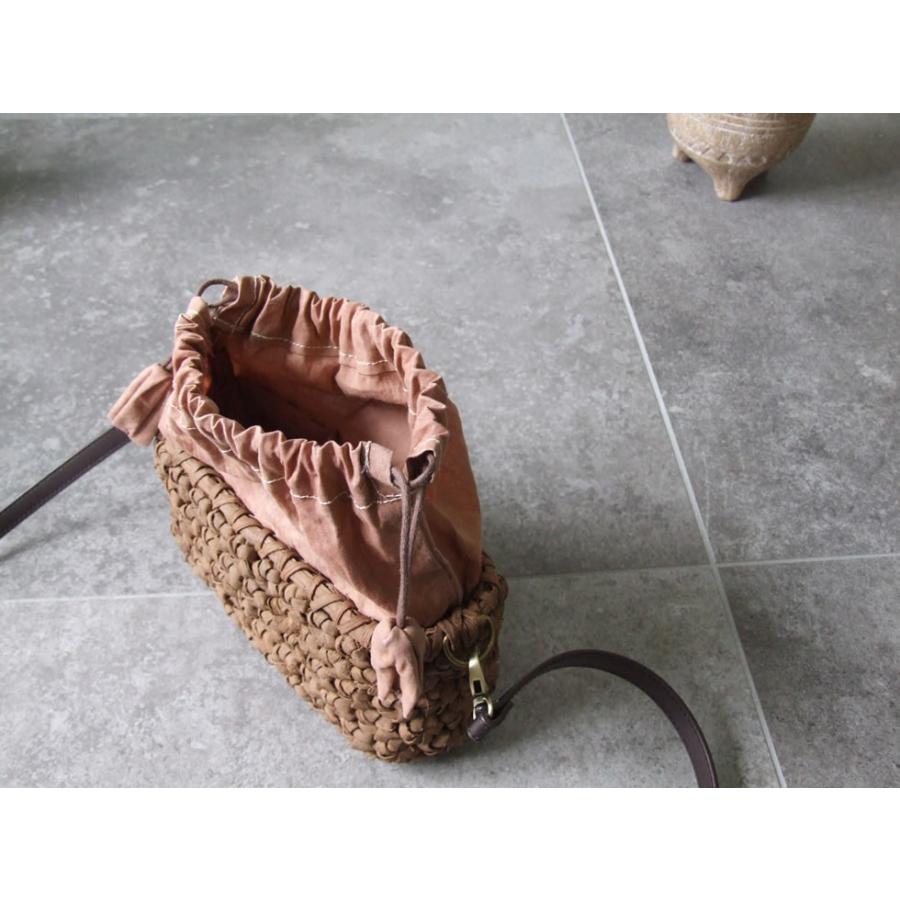 純国産 山葡萄かごバッグ 特上六角花模様編み 本革ショルダー