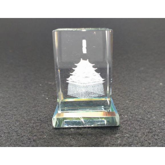 クリスタル 置物 3D 金鯱 名古屋城 オブジェ インテリア 立体彫刻